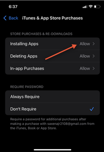 Allow installing apps Allow installing apps