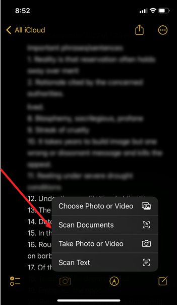 Scan documents option Scan documents option