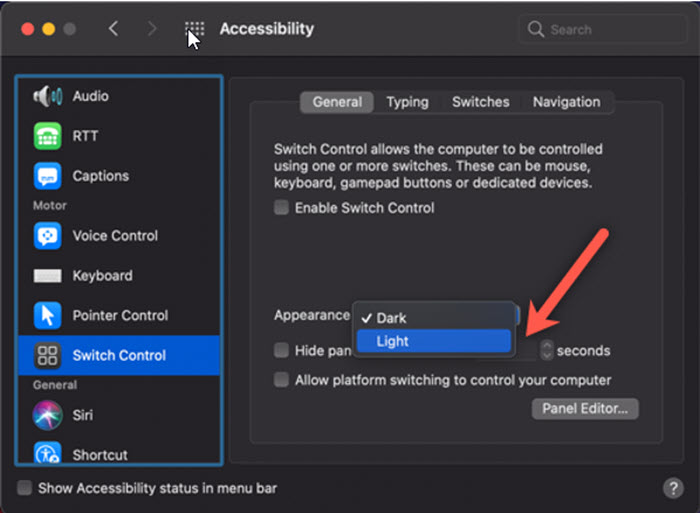 Switch Control Appearance Switch Control Appearance
