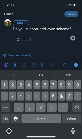 Twitter poll question