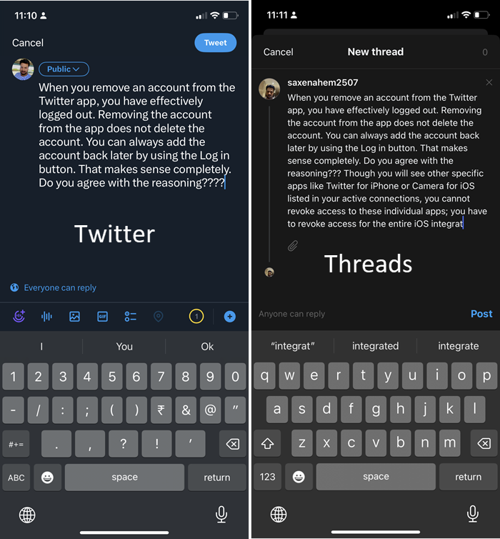 Twitter Vs Threads Text Limit Twitter Vs Threads Text Limit