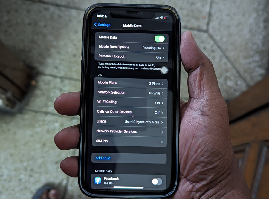 Mobile Data Settings